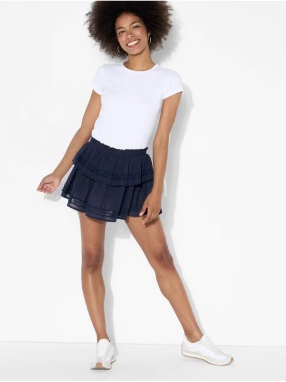 wild fable Navy Tiered Mini Skirt